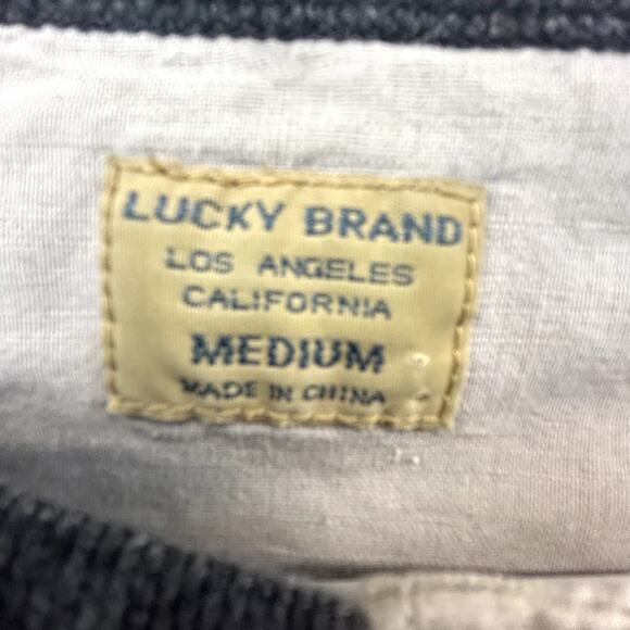 LUcky Brand Men shirt Size Medium long sleeve Gray Henley? buttons California - Picture 2 of 8